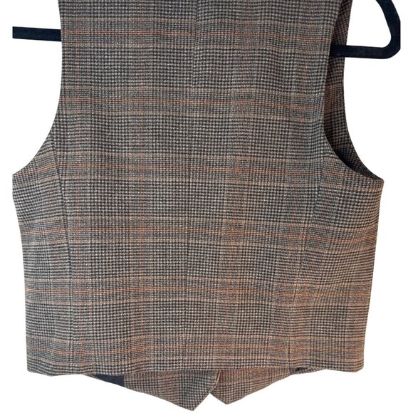 ZARA Womens XS Brown Camel Plaid Wool Blend Vest - Picture 9 of 10